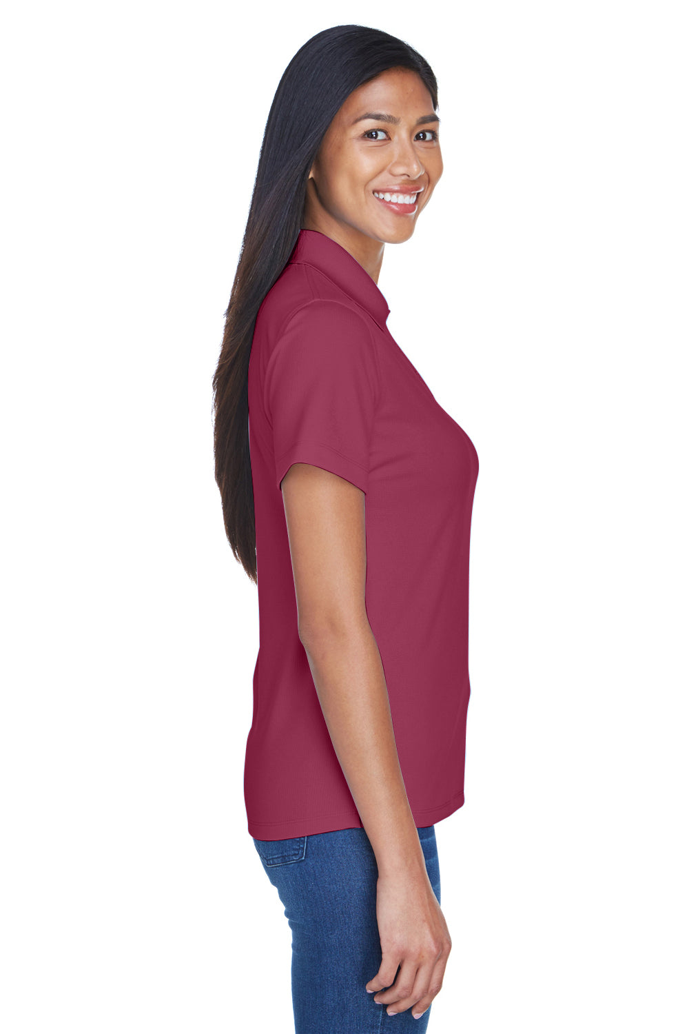 UltraClub 8445L Womens Cool & Dry Performance Moisture Wicking Short Sleeve Polo Shirt Maroon Side