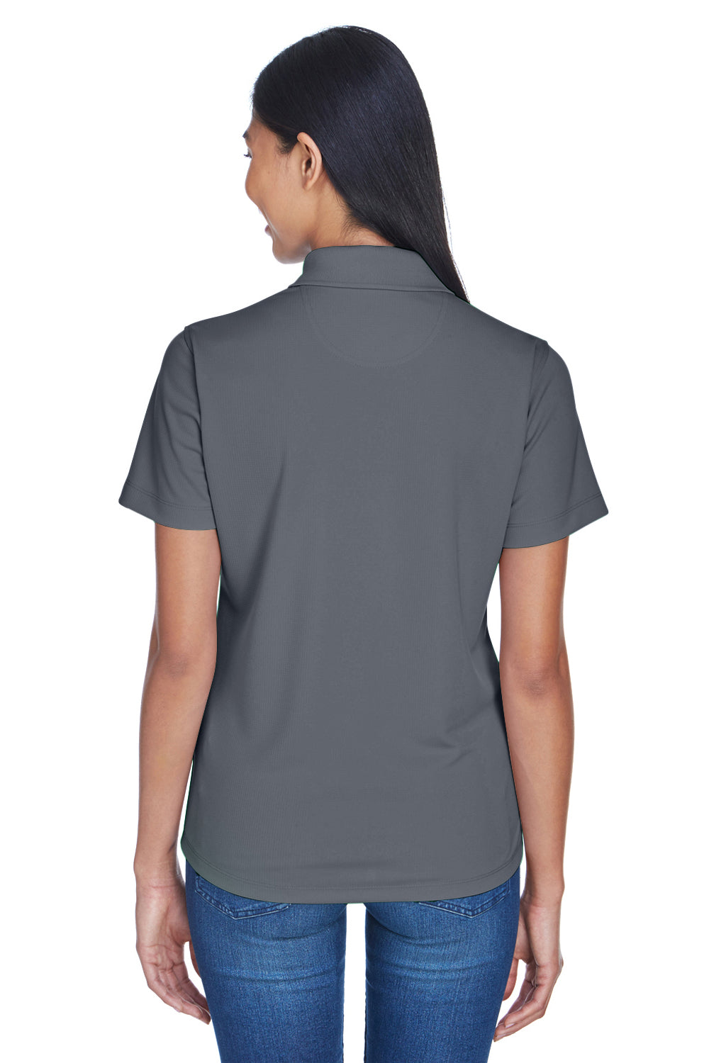 UltraClub 8445L Womens Cool & Dry Performance Moisture Wicking Short Sleeve Polo Shirt Charcoal Grey Back