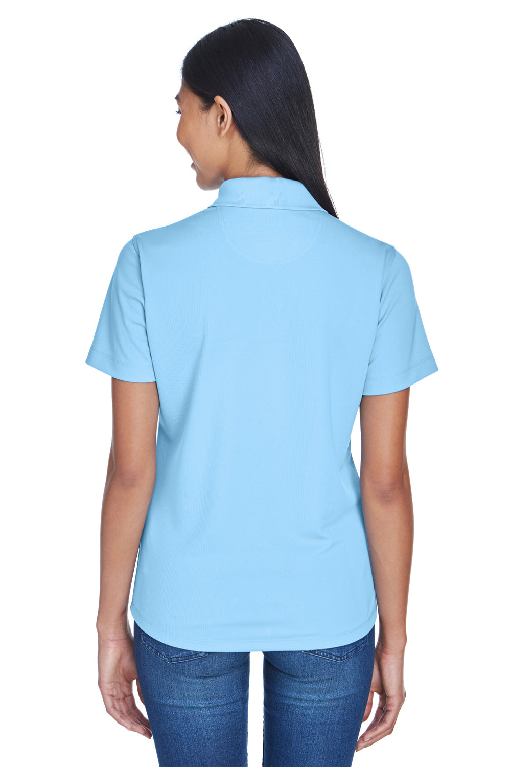 UltraClub 8445L Womens Cool & Dry Performance Moisture Wicking Short Sleeve Polo Shirt Columbia Blue Back