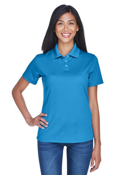 UltraClub 8445L Womens Cool & Dry Performance Moisture Wicking Short Sleeve Polo Shirt Pacific Blue Front