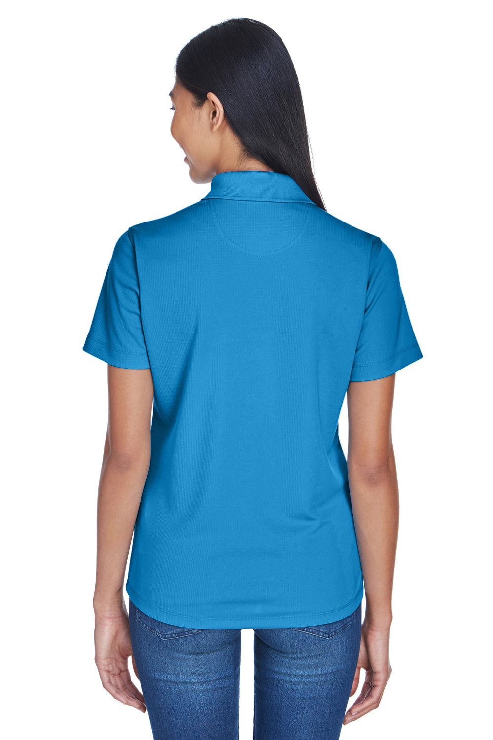 UltraClub 8445L Womens Cool & Dry Performance Moisture Wicking Short Sleeve Polo Shirt Pacific Blue Back