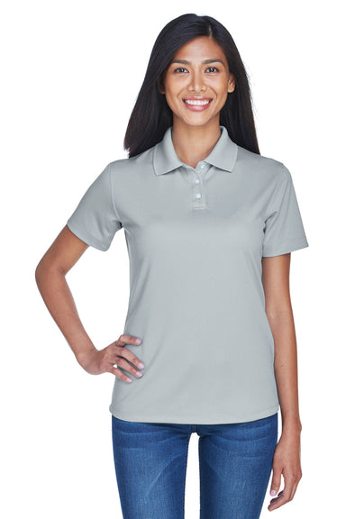 UltraClub 8445L Womens Cool & Dry Performance Moisture Wicking Short Sleeve Polo Shirt Silver Grey Front