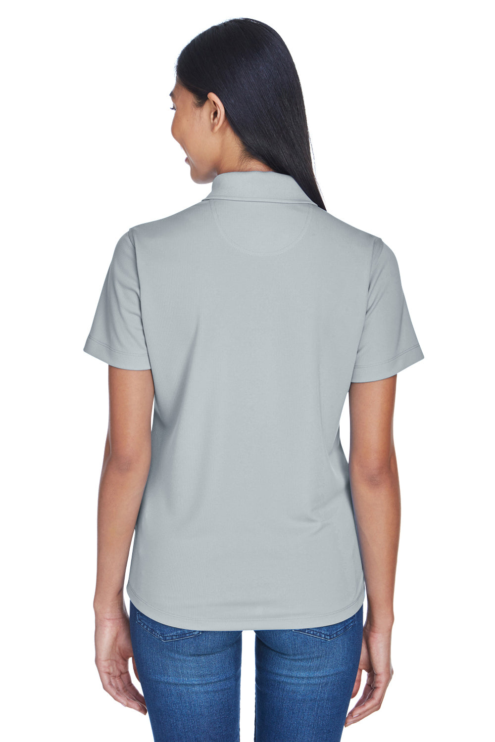 UltraClub 8445L Womens Cool & Dry Performance Moisture Wicking Short Sleeve Polo Shirt Silver Grey Back