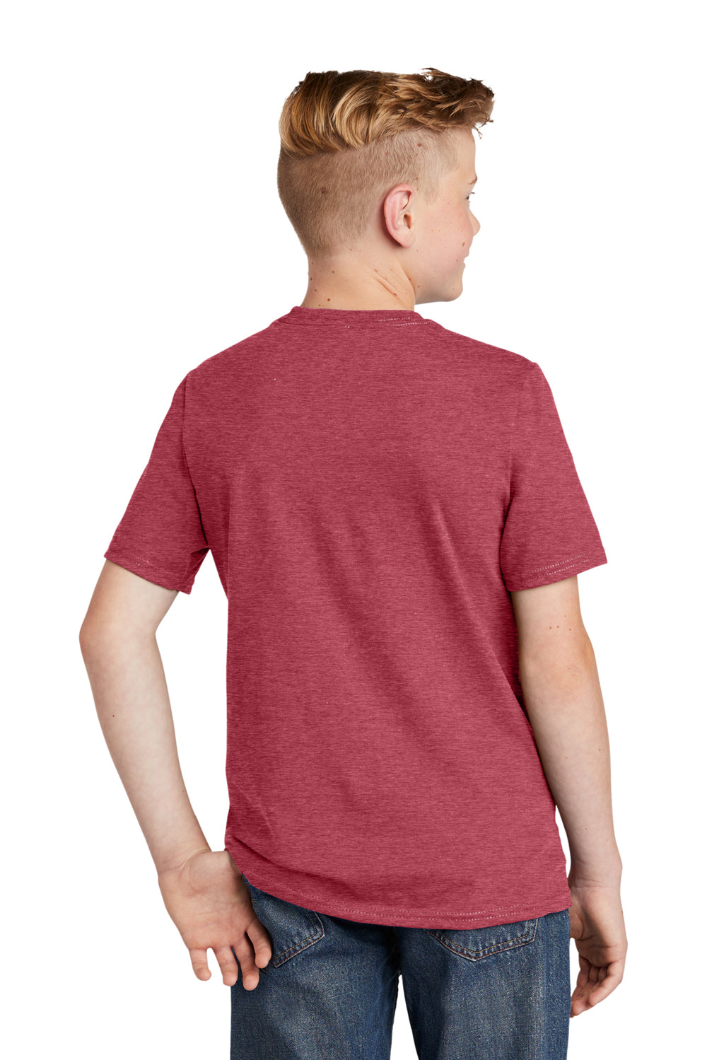 District DT6000Y Youth Very Important Short Sleeve Crewneck T-Shirt Heather Cardinal Red Back