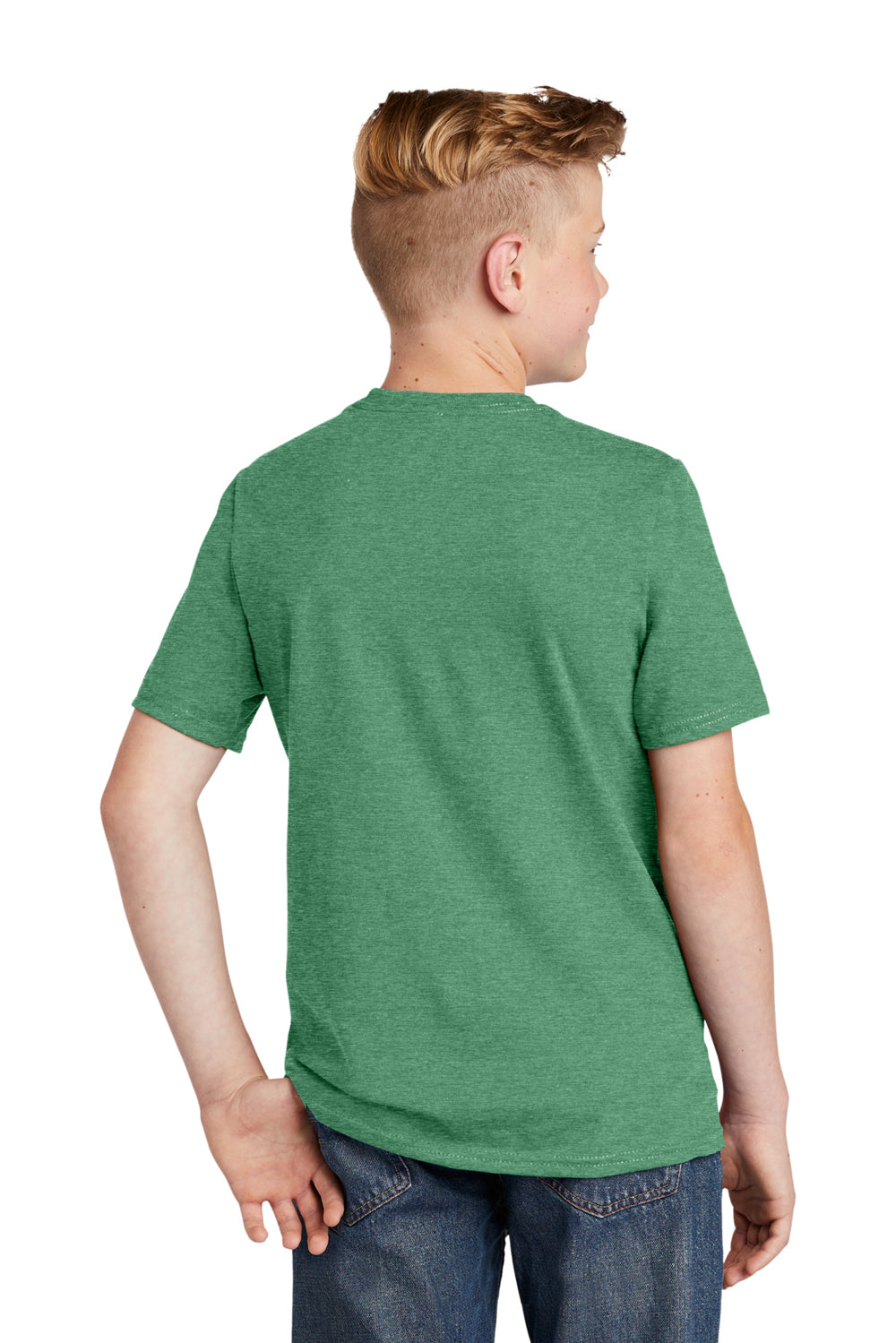 District DT6000Y Youth Very Important Short Sleeve Crewneck T-Shirt Heather Kelly Green Back