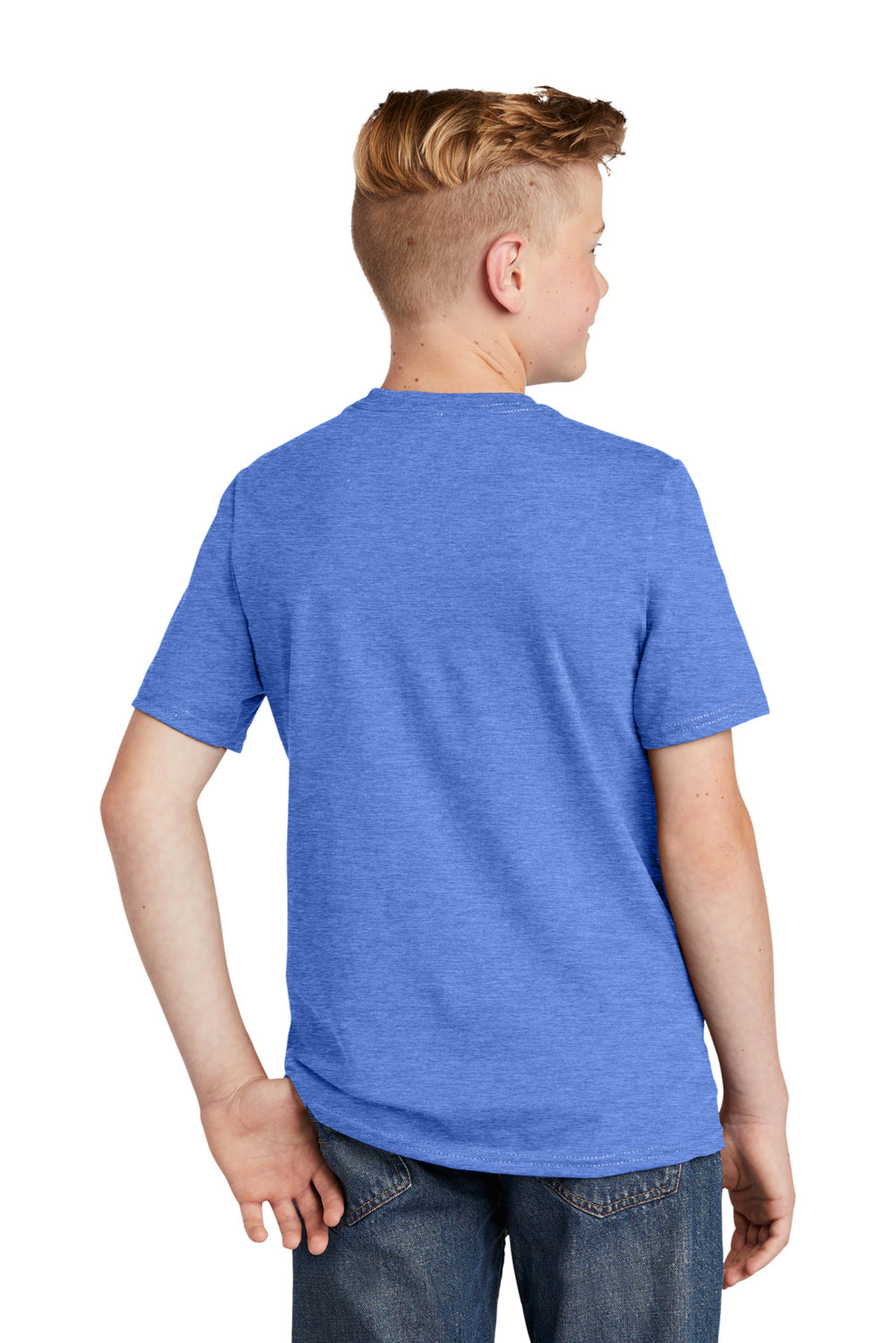 District DT6000Y Youth Very Important Short Sleeve Crewneck T-Shirt Heather Royal Blue Back