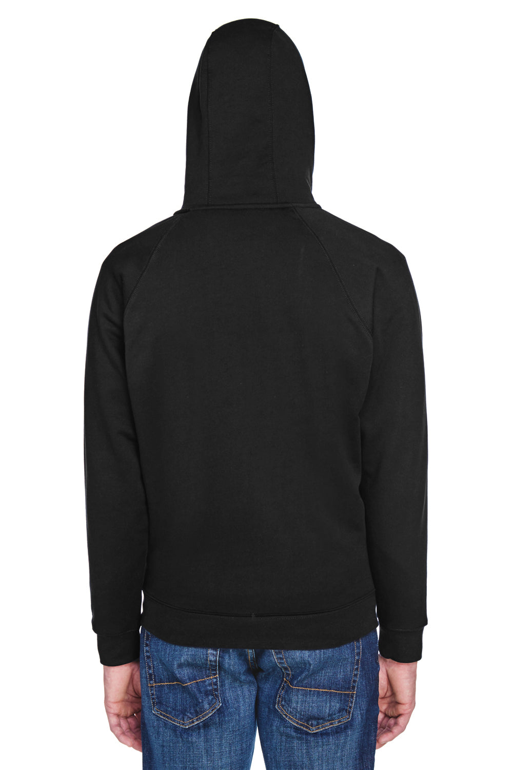 UltraClub 8463 Mens Rugged Wear Water Resistant Fleece Full Zip Hooded Sweatshirt Hoodie Black Back