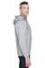 UltraClub 8463 Mens Rugged Wear Water Resistant Fleece Full Zip Hooded Sweatshirt Hoodie Heather Grey Side
