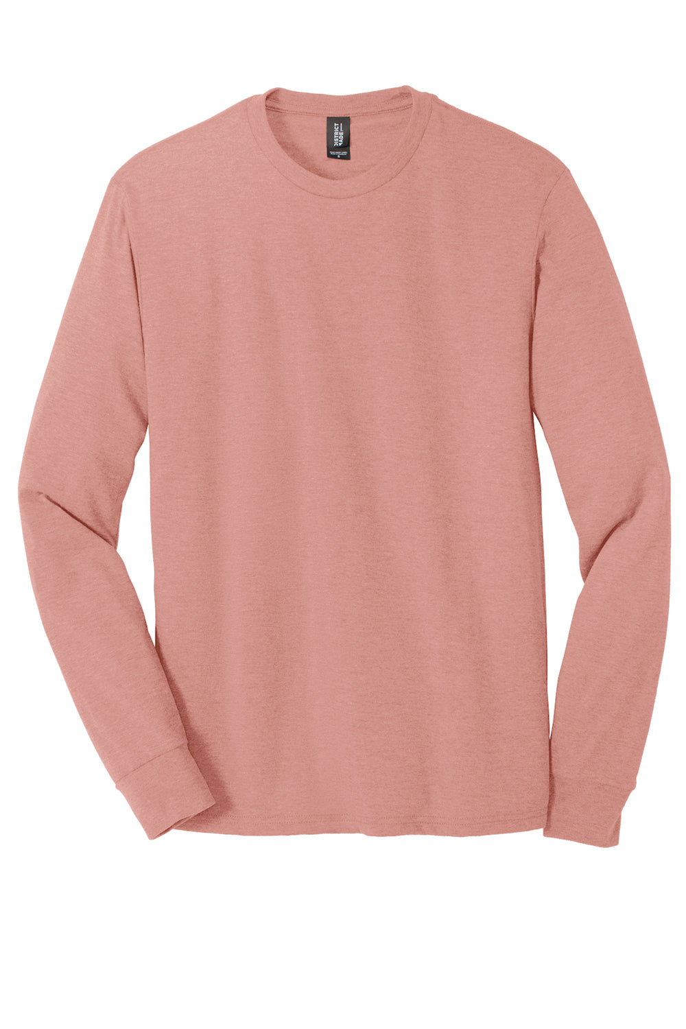 District Mens Perfect Tri Long Sleeve Crewneck T-Shirt Blush Pink Frost Flat Front