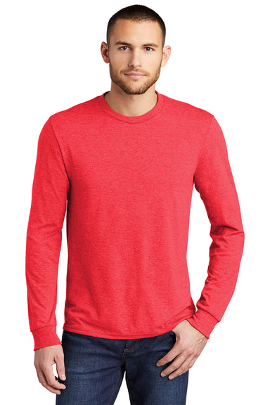 District DM132 Mens Perfect Tri Long Sleeve Crewneck T-Shirt Red Frost Front