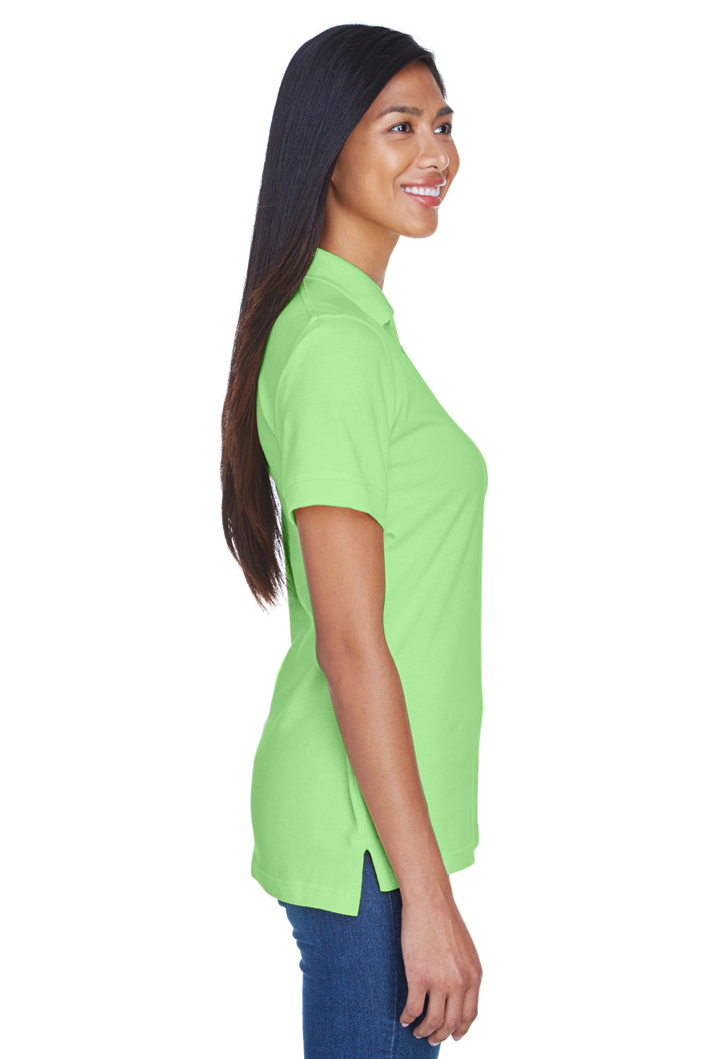 UltraClub 8530 Womens Classic Short Sleeve Polo Shirt Apple Green Side