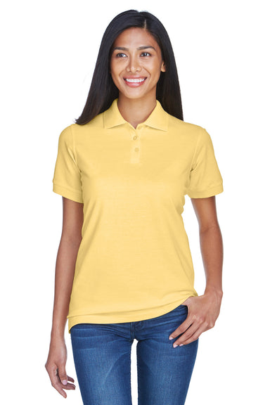 UltraClub 8530 Womens Classic Short Sleeve Polo Shirt Yellow Front