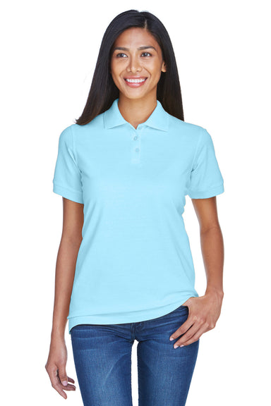 UltraClub 8530 Womens Classic Short Sleeve Polo Shirt Baby Blue Front