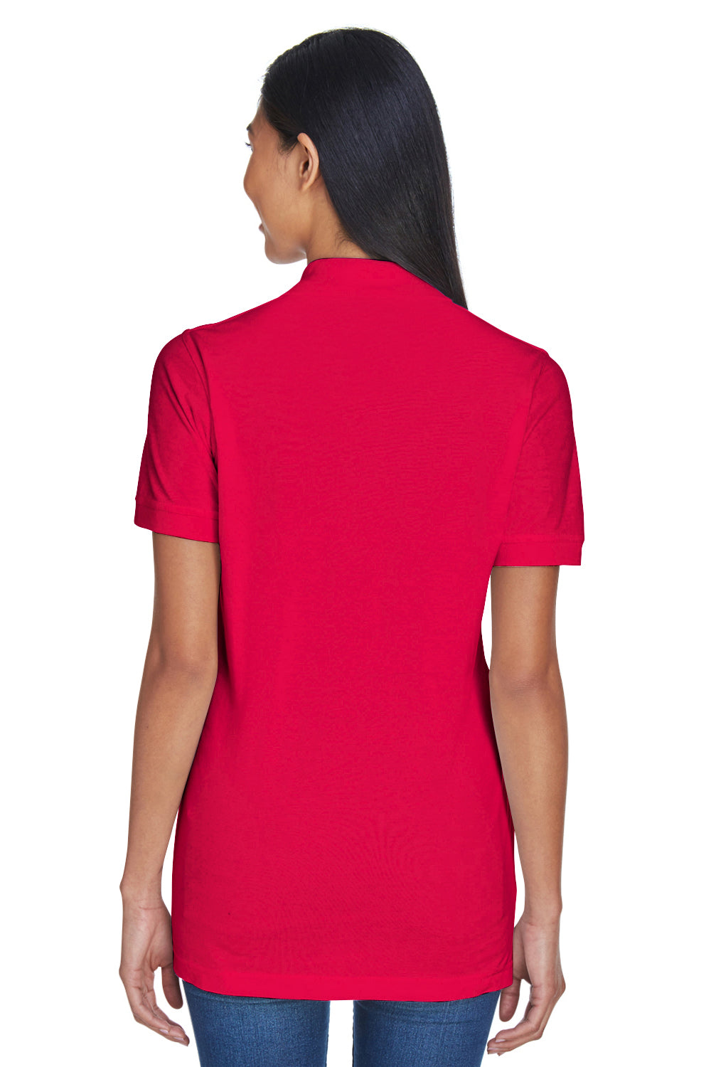 UltraClub 8530 Womens Classic Short Sleeve Polo Shirt Red Back