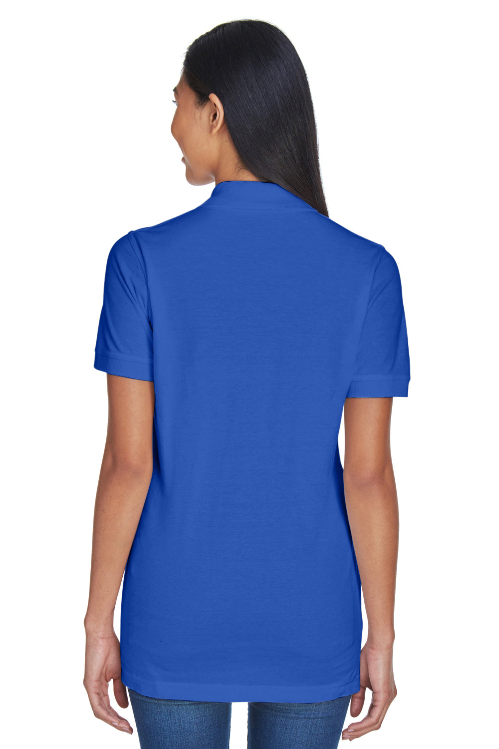 UltraClub 8530 Womens Classic Short Sleeve Polo Shirt Royal Blue Back