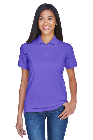 UltraClub 8530 Womens Classic Short Sleeve Polo Shirt Purple Front