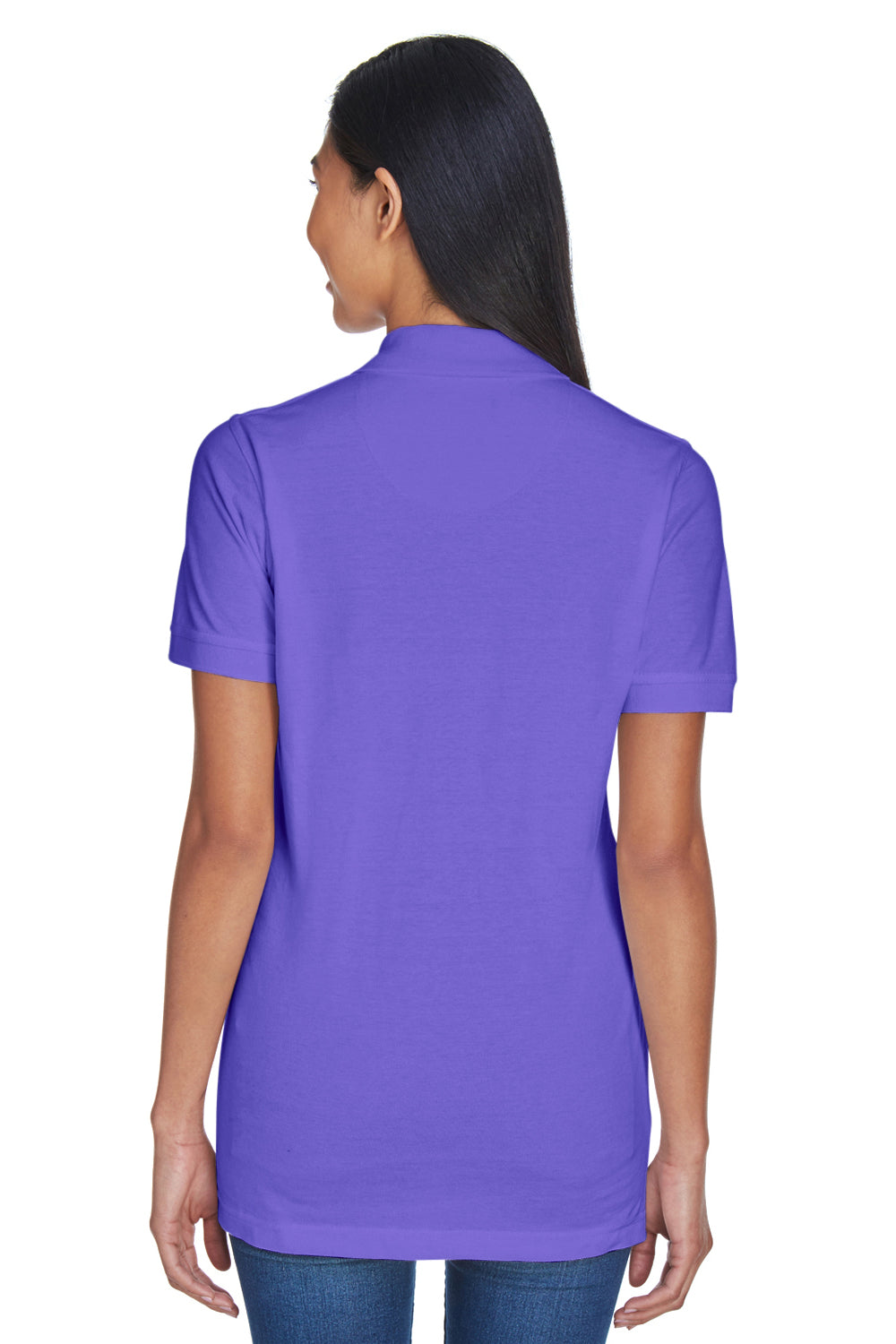 UltraClub 8530 Womens Classic Short Sleeve Polo Shirt Purple Back