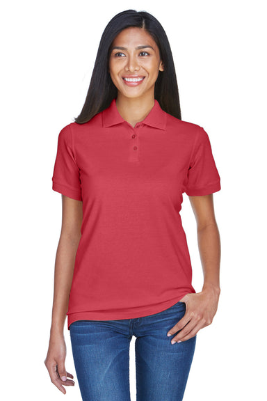 UltraClub 8530 Womens Classic Short Sleeve Polo Shirt Cardinal Red Front