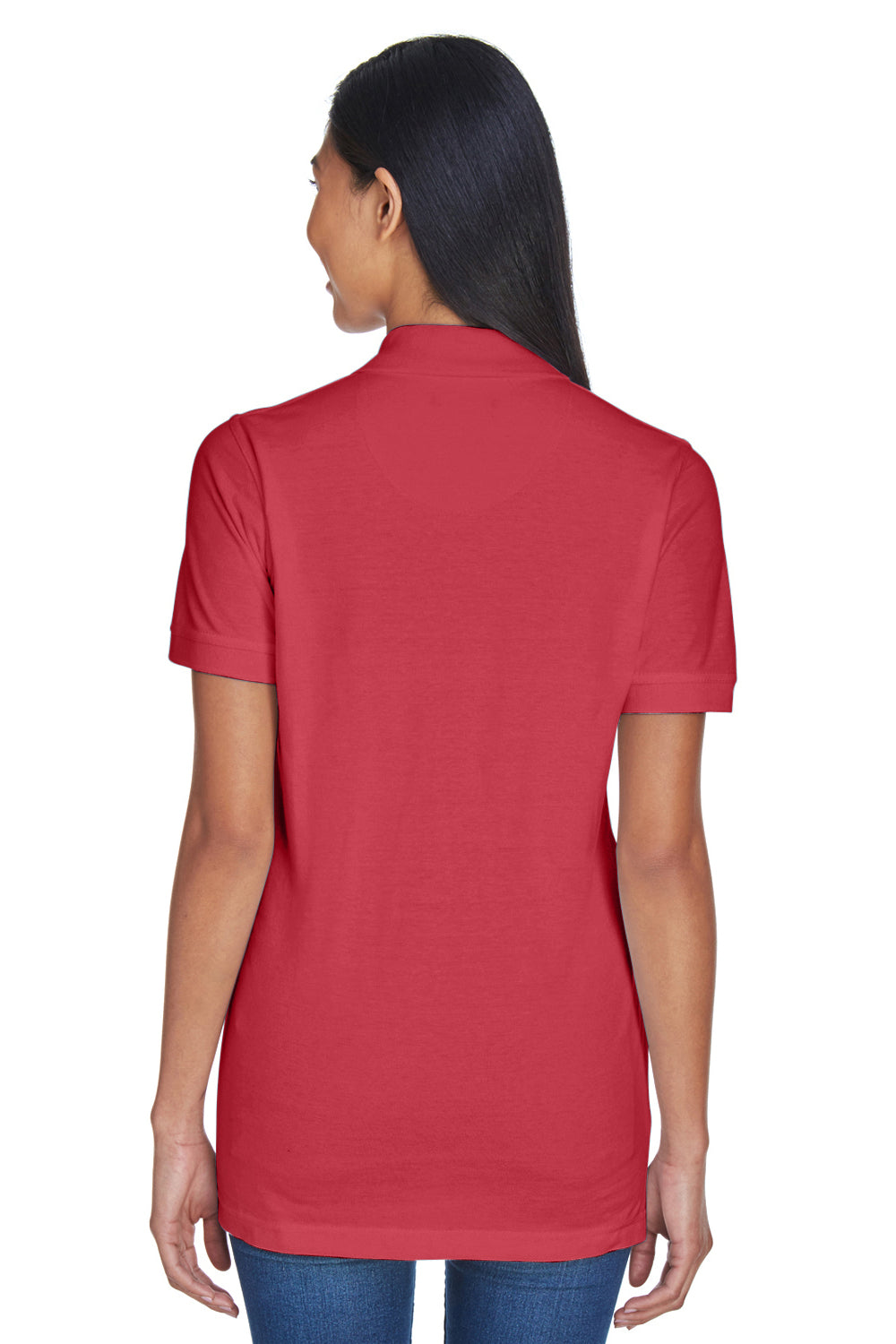 UltraClub 8530 Womens Classic Short Sleeve Polo Shirt Cardinal Red Back