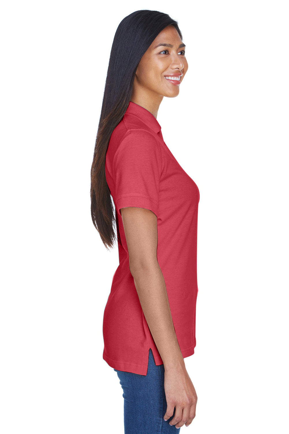 UltraClub 8530 Womens Classic Short Sleeve Polo Shirt Cardinal Red Side