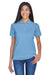 UltraClub 8530 Womens Classic Short Sleeve Polo Shirt Cornflower Blue Front