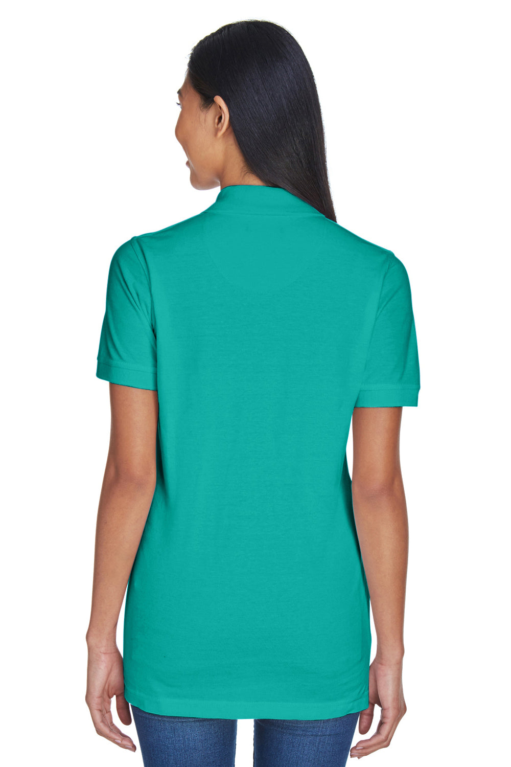 UltraClub 8530 Womens Classic Short Sleeve Polo Shirt Jade Green Back