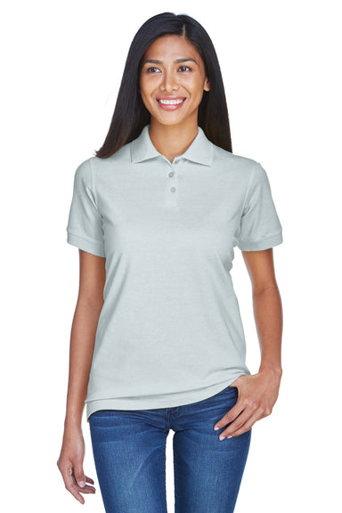 UltraClub 8530 Womens Classic Short Sleeve Polo Shirt Silver Grey Front
