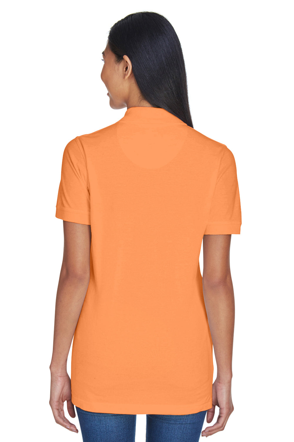 UltraClub 8530 Womens Classic Short Sleeve Polo Shirt Tangerine Orange Back