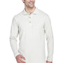 UltraClub Mens Classic Long Sleeve Polo Shirt - White - Closeout