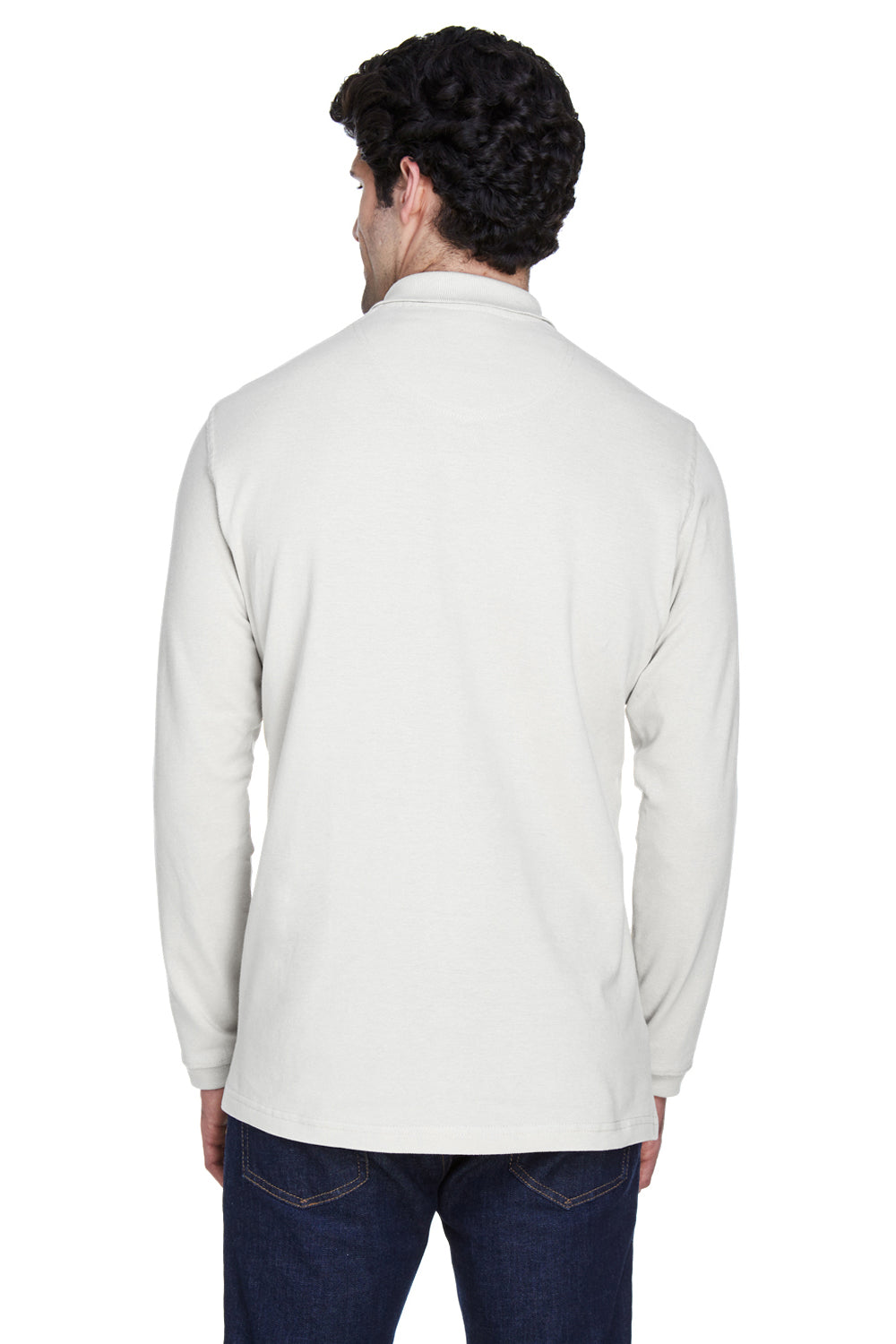 UltraClub 8532 Mens Classic Long Sleeve Polo Shirt White Back