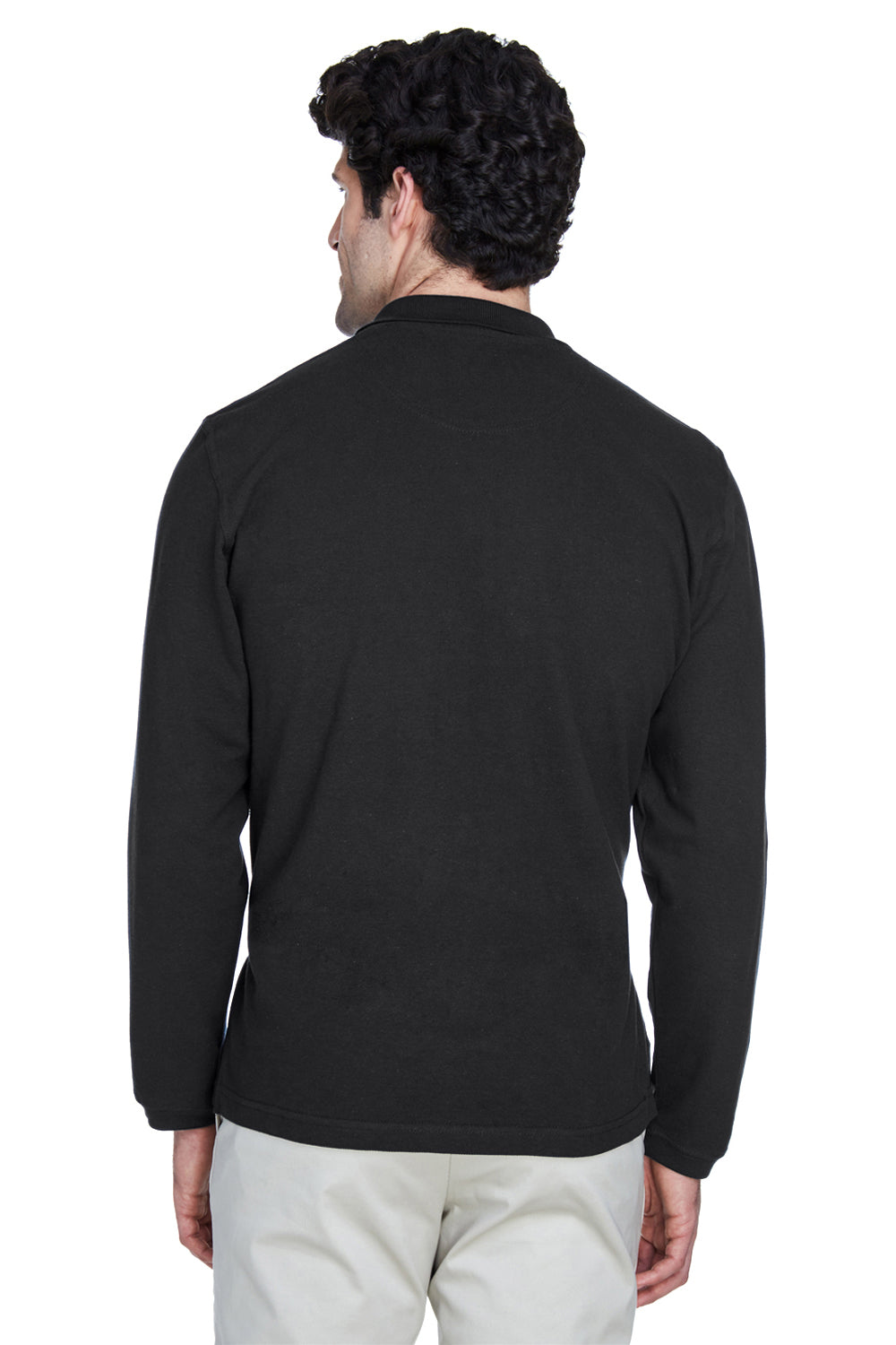 UltraClub 8532 Mens Classic Long Sleeve Polo Shirt Black Back