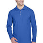 UltraClub Mens Classic Long Sleeve Polo Shirt - Royal Blue - Closeout