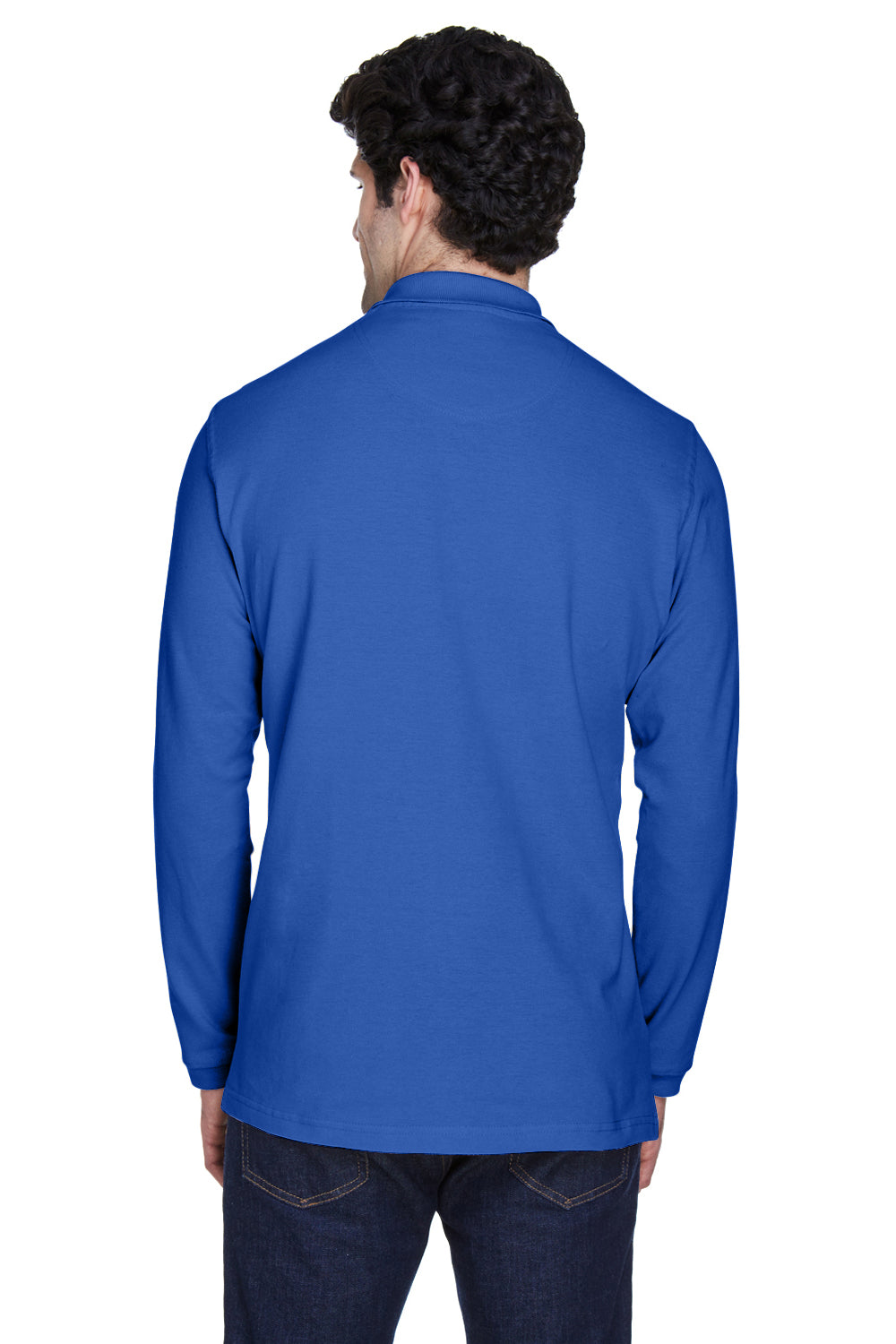 UltraClub 8532 Mens Classic Long Sleeve Polo Shirt Royal Blue Back