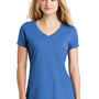 New Era Womens Heritage Short Sleeve V-Neck T-Shirt - Heather Royal Blue