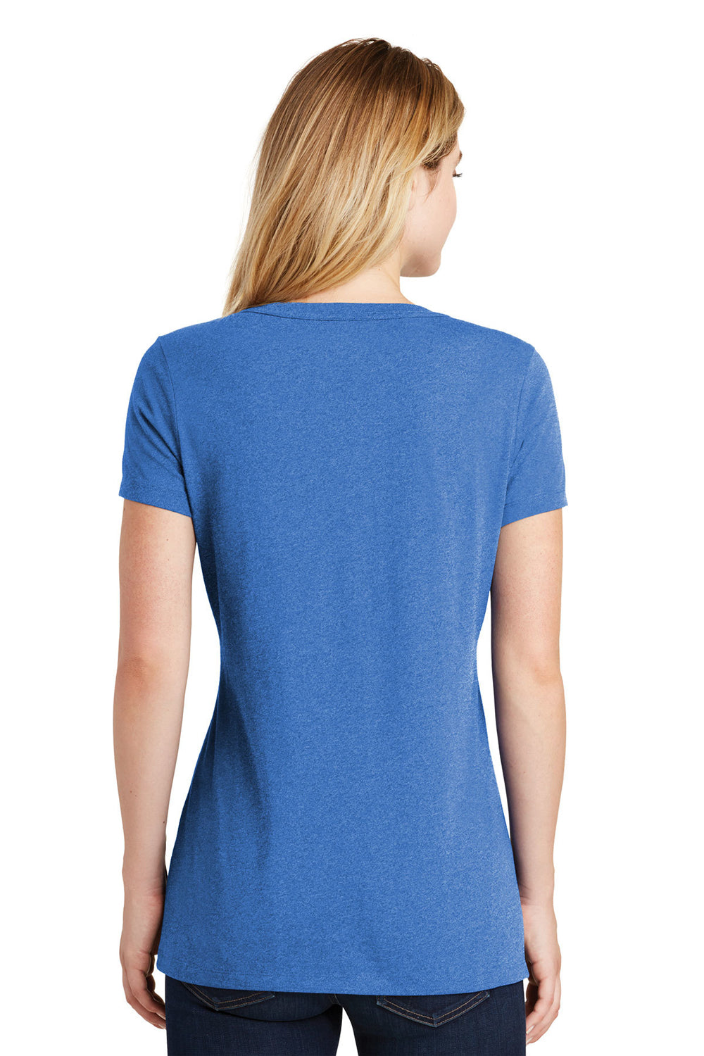 New Era LNEA101 Womens Heritage Short Sleeve V-Neck T-Shirt Heather Royal Blue Back