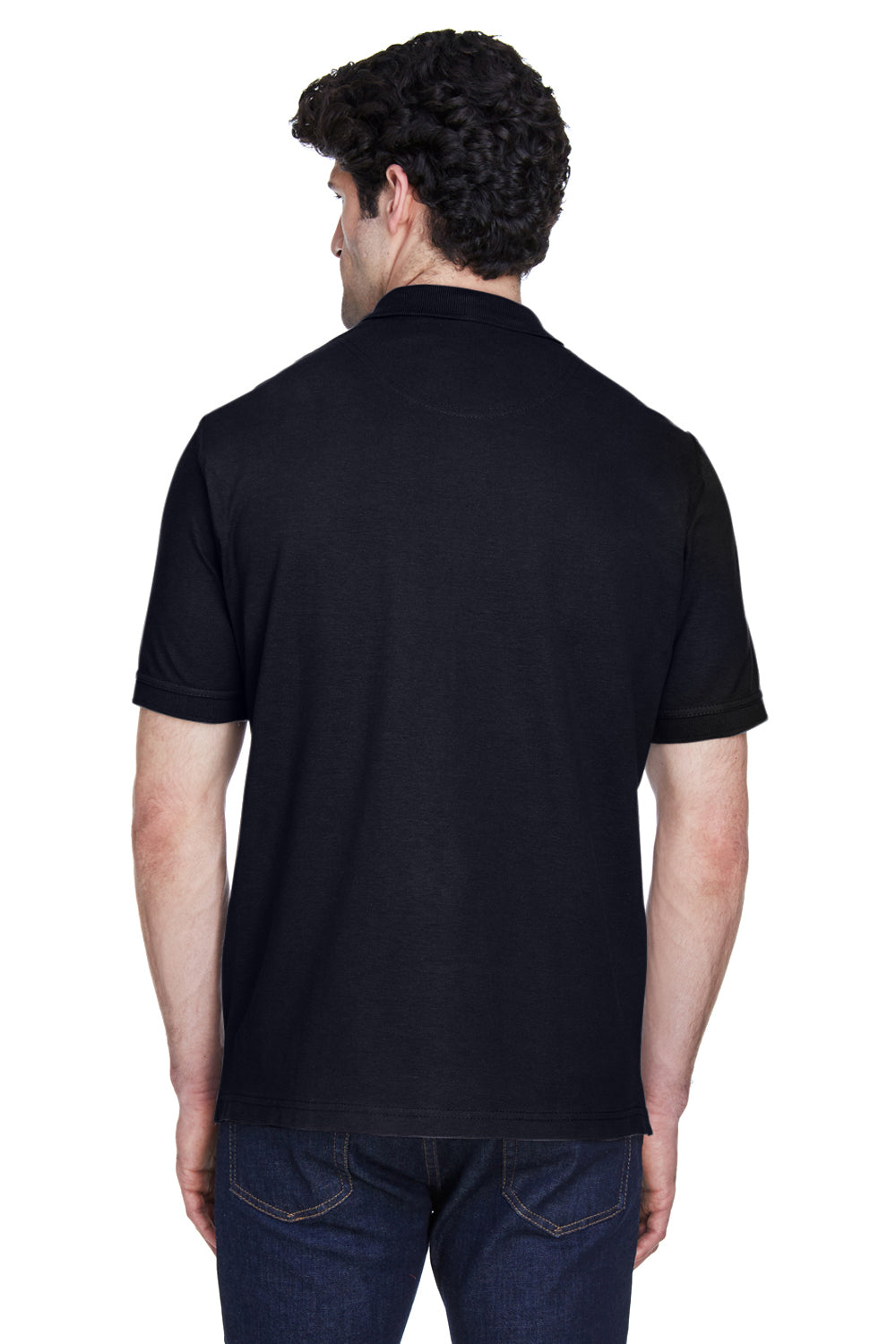 UltraClub 8535 Mens Classic Short Sleeve Polo Shirt Black Back