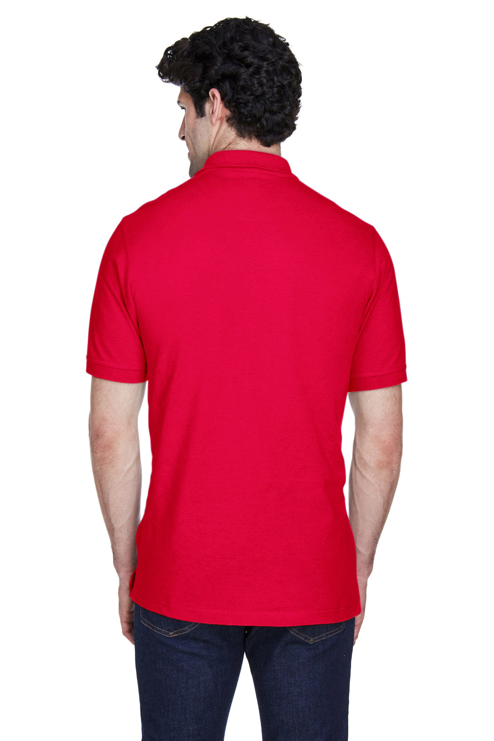 UltraClub 8535 Mens Classic Short Sleeve Polo Shirt Red Back