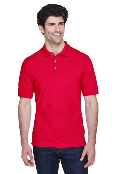 UltraClub 8535 Mens Classic Short Sleeve Polo Shirt Red Front