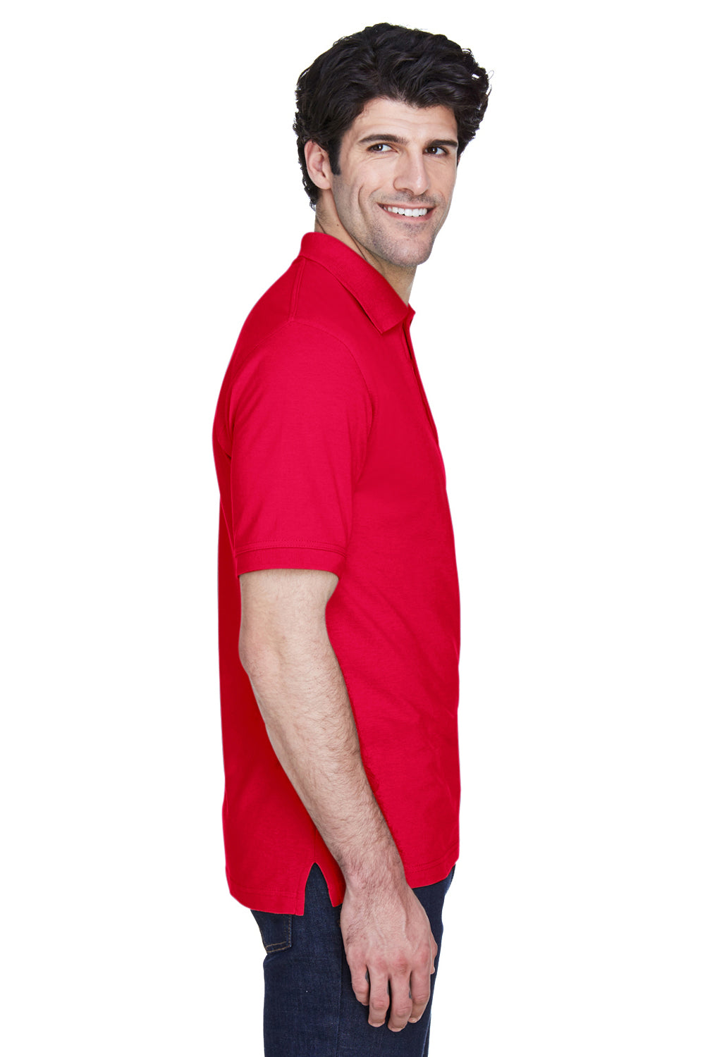 UltraClub 8535 Mens Classic Short Sleeve Polo Shirt Red Side