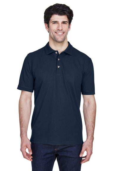 UltraClub 8535 Mens Classic Short Sleeve Polo Shirt Navy Blue Front