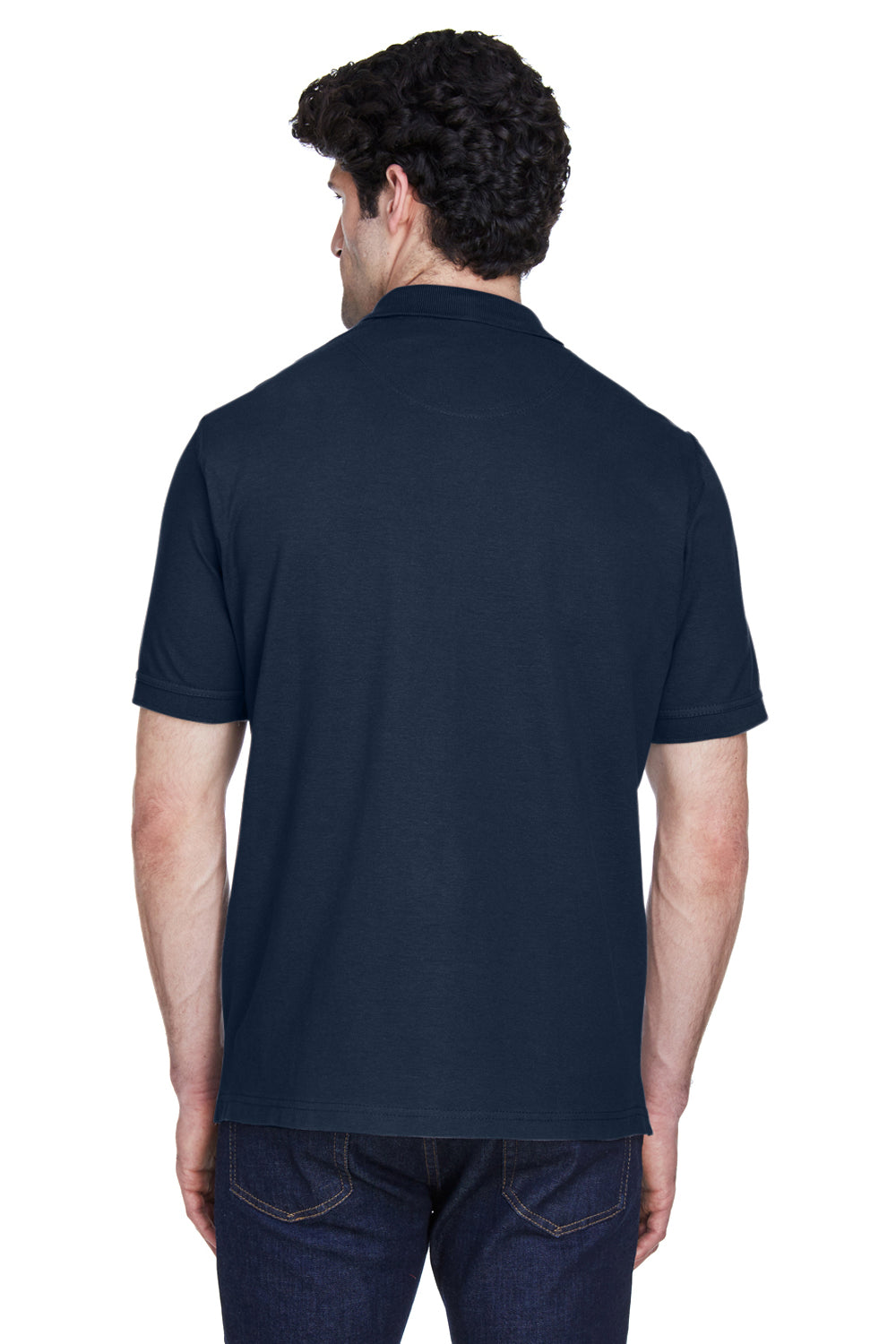UltraClub 8535 Mens Classic Short Sleeve Polo Shirt Navy Blue Back