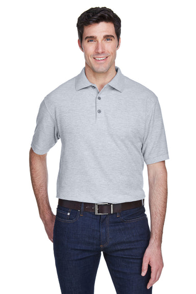 UltraClub 8540 Mens Whisper Short Sleeve Polo Shirt Heather Grey Front