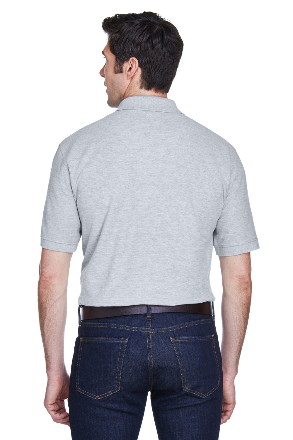 UltraClub 8540 Mens Whisper Short Sleeve Polo Shirt Heather Grey Back