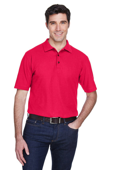 UltraClub 8540 Mens Whisper Short Sleeve Polo Shirt Red Front