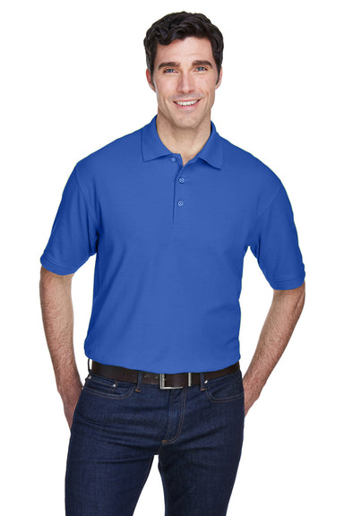 UltraClub 8540 Mens Whisper Short Sleeve Polo Shirt Royal Blue Front