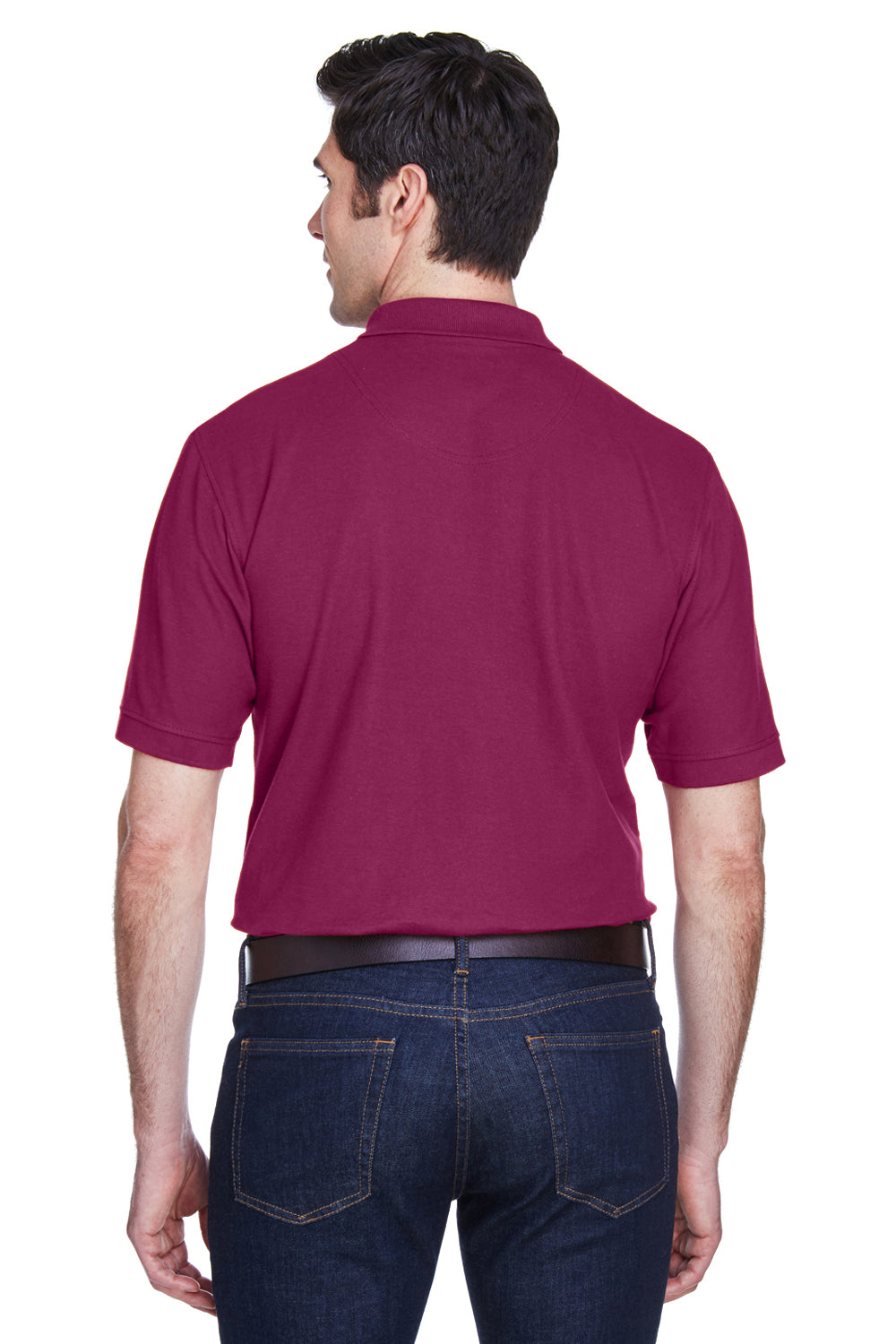 UltraClub 8540 Mens Whisper Short Sleeve Polo Shirt Wine Red Back