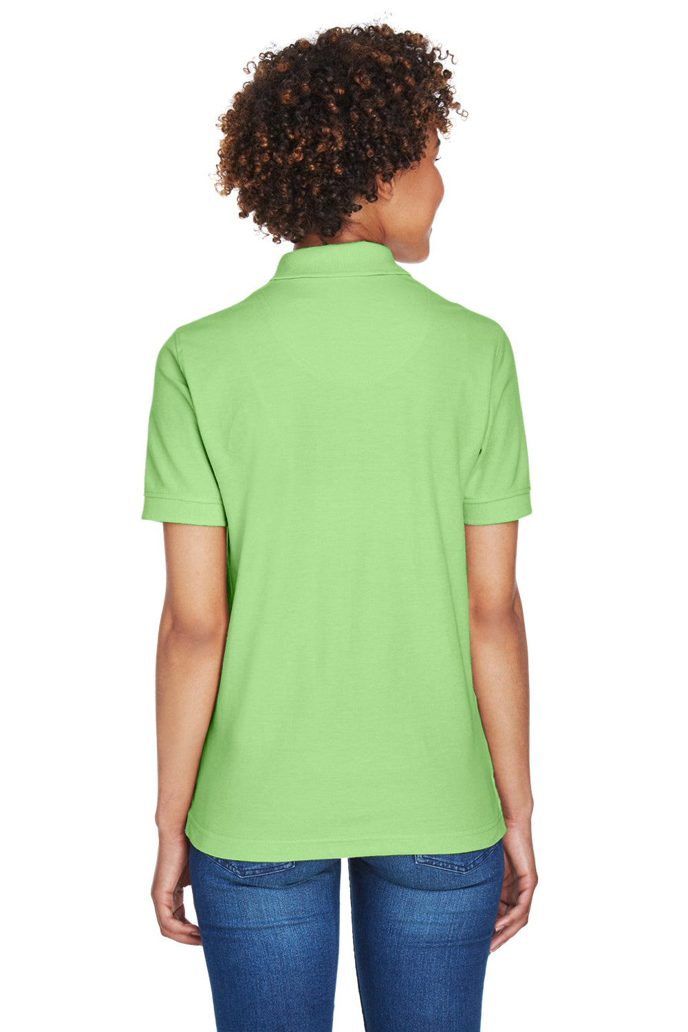 UltraClub 8541 Womens Whisper Short Sleeve Polo Shirt Apple Green Back