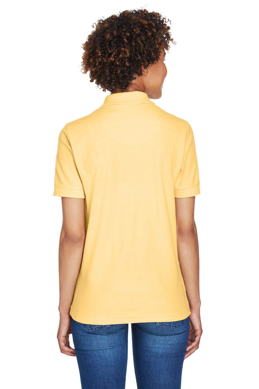 UltraClub 8541 Womens Whisper Short Sleeve Polo Shirt Yellow Back