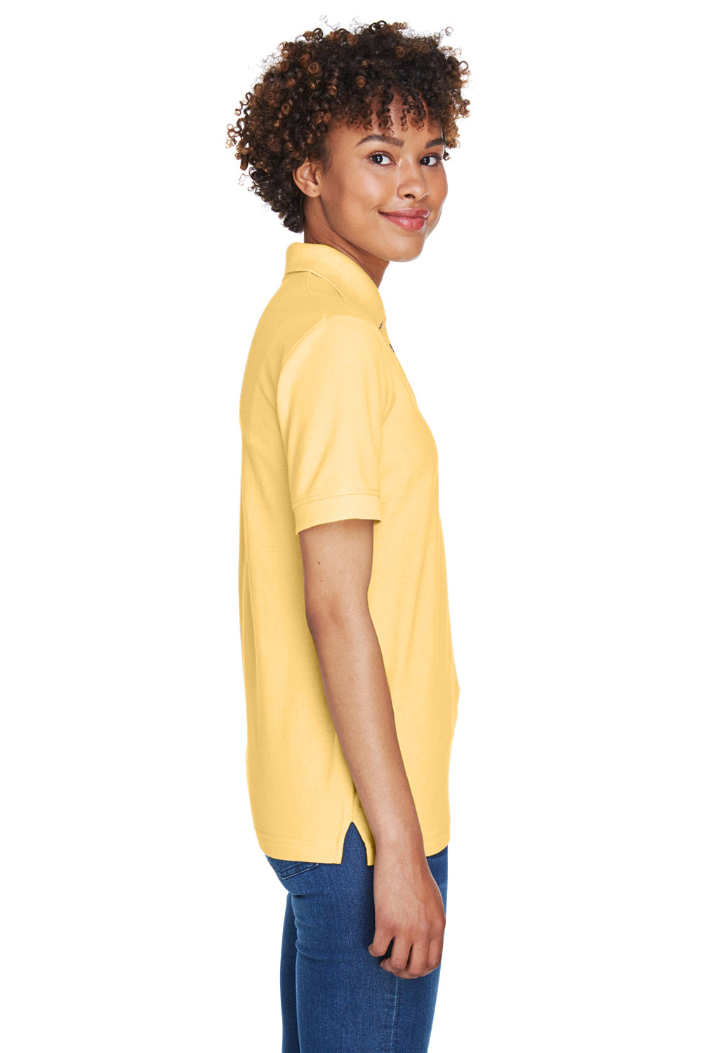 UltraClub 8541 Womens Whisper Short Sleeve Polo Shirt Yellow Side