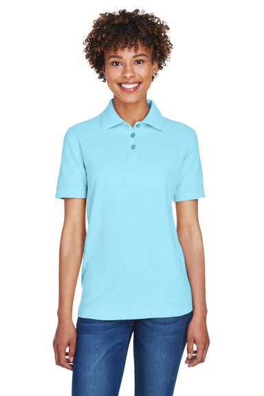 UltraClub 8541 Womens Whisper Short Sleeve Polo Shirt Baby Blue Front